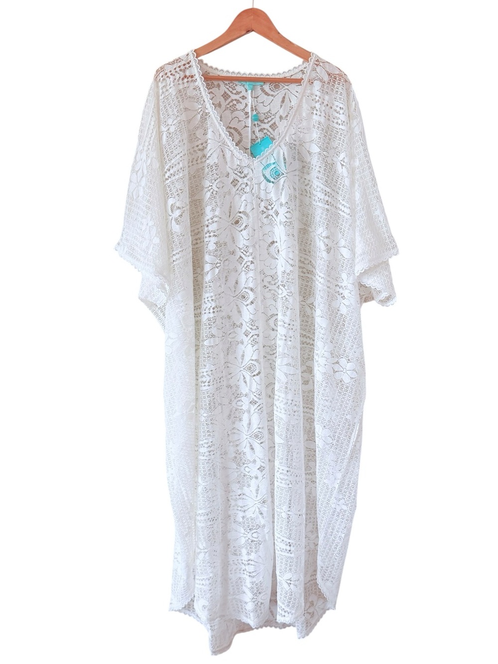 MELISSA ODABASH Nicki Lace Kaftan Beach Cover UP White SIZE OS NEW - Picture 4 of 9